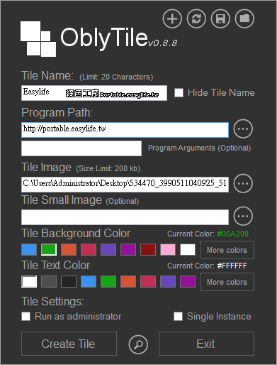 OblyTile - Windows 8 自己建立 Metro 介面動態磚